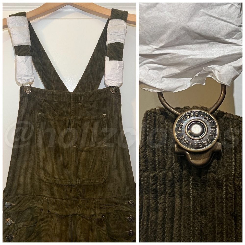 NWT Free People Olive Green Corduroy Jumpsuit - Picture 6 of 13